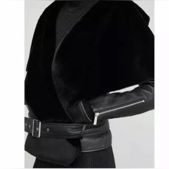 BCBGMAXAZRIA BLACK VELVET LEATHER JACKET - Picture 3 of 5